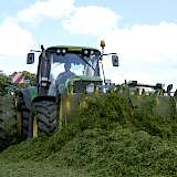 Auf gut 23 % der Grünfutterfläche decken die Lohnunternehmer die gesamte Arbeitskette vom Mähen bis zur Verdichtung im Silo ab.